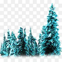 蓝色高清冬季雪花大树