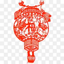 红色古典中式艺术福字剪纸