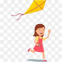 儿童节放风筝的女孩