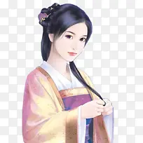 裹胸女子蓝衣少女古风立绘