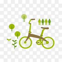 绿色树木自行车健康生活元素