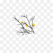 黄色树叶文艺矢量图