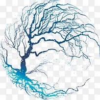 蓝色创意树根装饰画