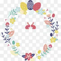 彩色复活节花卉圆环矢量素材