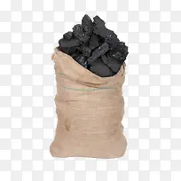 一麻布袋的黑炭木炭