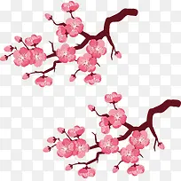 樱花装饰树枝矢量手绘