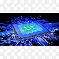 蓝色科技感CPU集成电路