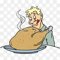 吃鸡肉的男人