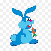 蓝色吃萝卜兔子