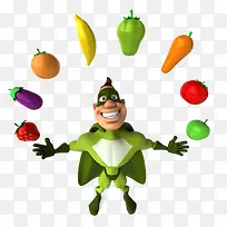 卡通绿色蔬菜超人