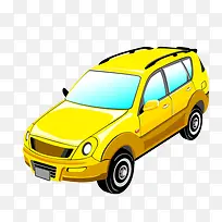 中型黄色小汽车矢量图素材