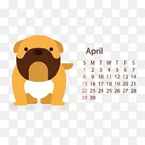 黄色狗2018年4月日历