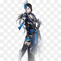 蓝色利落长袍少女动漫