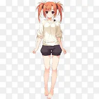 双马尾卡通白衣少女