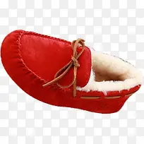 红色冬日豆豆鞋舒适
