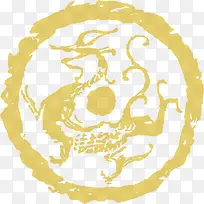 黄色创意中国龙图标印章