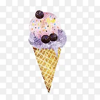 蓝莓冰淇淋手绘画素材图片