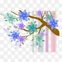 树枝花朵植物矢量装饰图