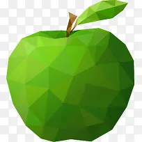 矢量手绘低多边形绿色苹果