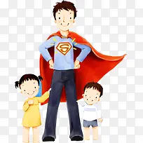 超人爸爸和儿子女儿
