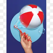 蓝色背景红白色球体泡泡