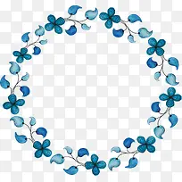 水彩蓝色手绘花朵标题框