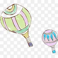 手绘彩色热气球插画