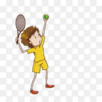 矢量卡通小人打网球插画