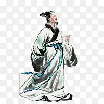 长袍才子文人画