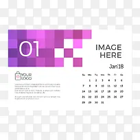 紫色几何2018一月挂历