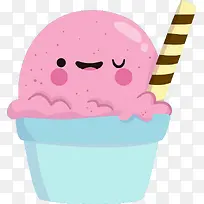 夏日冷饮可爱粉色冰淇淋