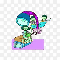 坐在灯下读书的女孩