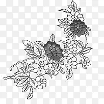 黑色刺绣花朵素材