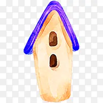 创意扁平彩绘风格紫色小房子