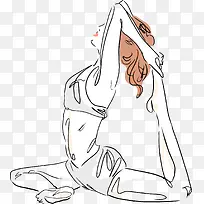 手绘练习瑜伽的女人