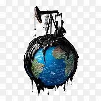 油井溢出地球仪