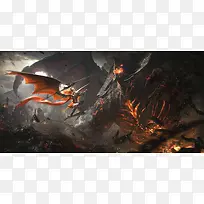 怪兽飞龙魔幻游戏场景