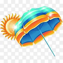 夏日卡通海报效果太阳雨伞