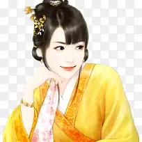黄衣女子可爱俏皮免抠人物造型