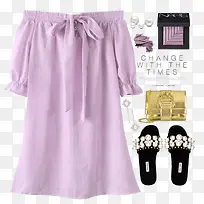 粉紫上衣和拖鞋