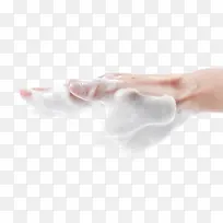 白色细腻泡沫手掌清洁