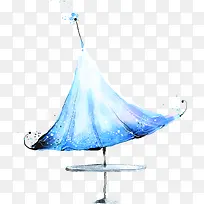 创意水彩合成蓝色的太阳伞