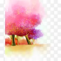 彩绘风格秋天的枫叶环境渲染效果合成