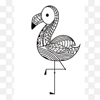 手绘几何线条火烈鸟设计元素