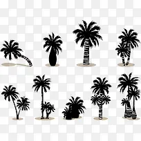 棕榈树椰树剪影矢量图