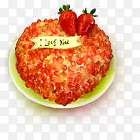 草莓蛋糕爱心海报背景七夕情人节