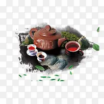 茶壶茶水图案免抠素材