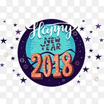 可爱插图装饰庆祝2018年新年
