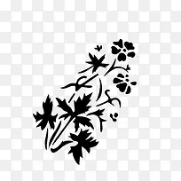 黑色水墨花手绘线条矢量图