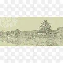 皇宫素描背景